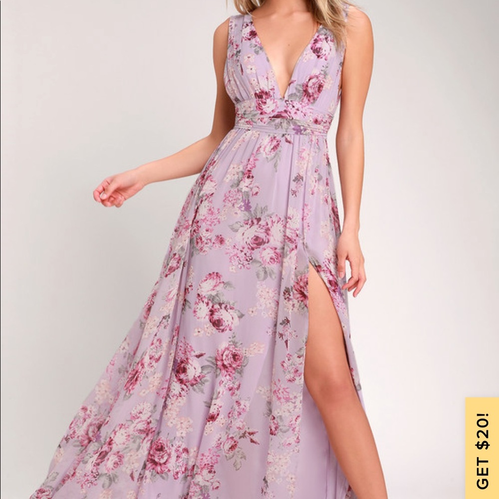 SOLD Lulu’s LAVENDER FLORAL PRINT MAXI DRESS